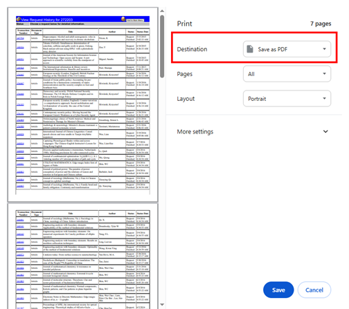 In the Print option, choose Save as PDF as the Destination